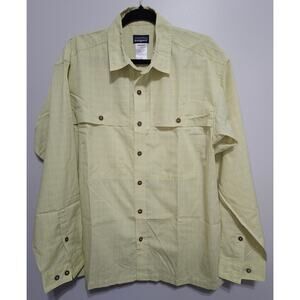 Patagonia Men's Medium LS Lime Green Button Down Lightweight Green Dress Casual